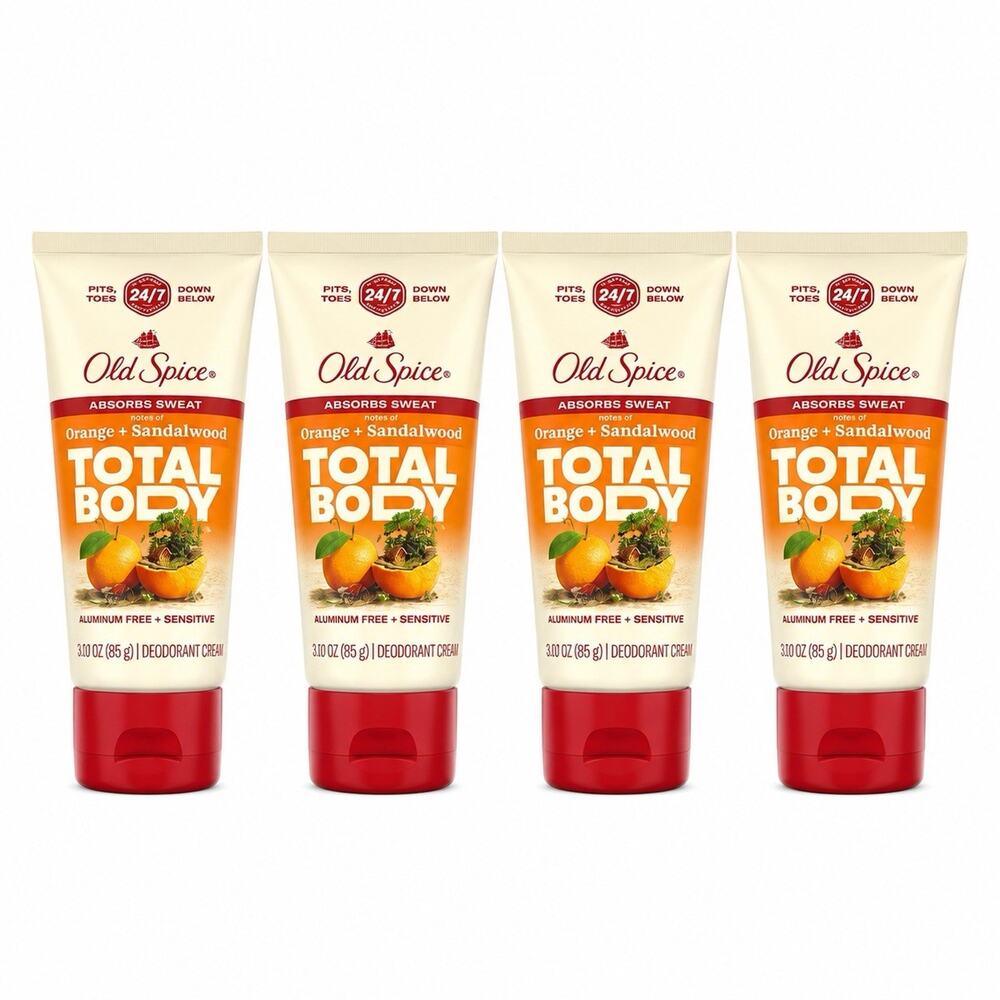 4 Pack Old Spice Total Body Deodorant Cream 3 oz NEW